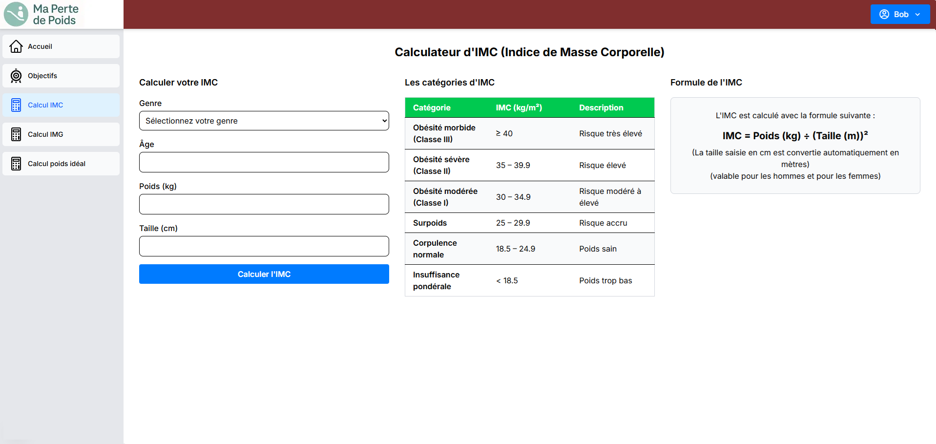 Calcul IMC
